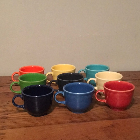 9 FIESTA Coffee Cups Only NWOT No Saucers 1950's Kitchen Mugs Primary Colors - Picture 4 of 8